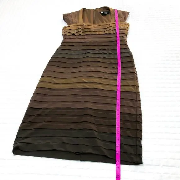 Tadashi Shoji Brown Ombre Banded Layered Bodycon Sheath Dress - Picture 8 of 9